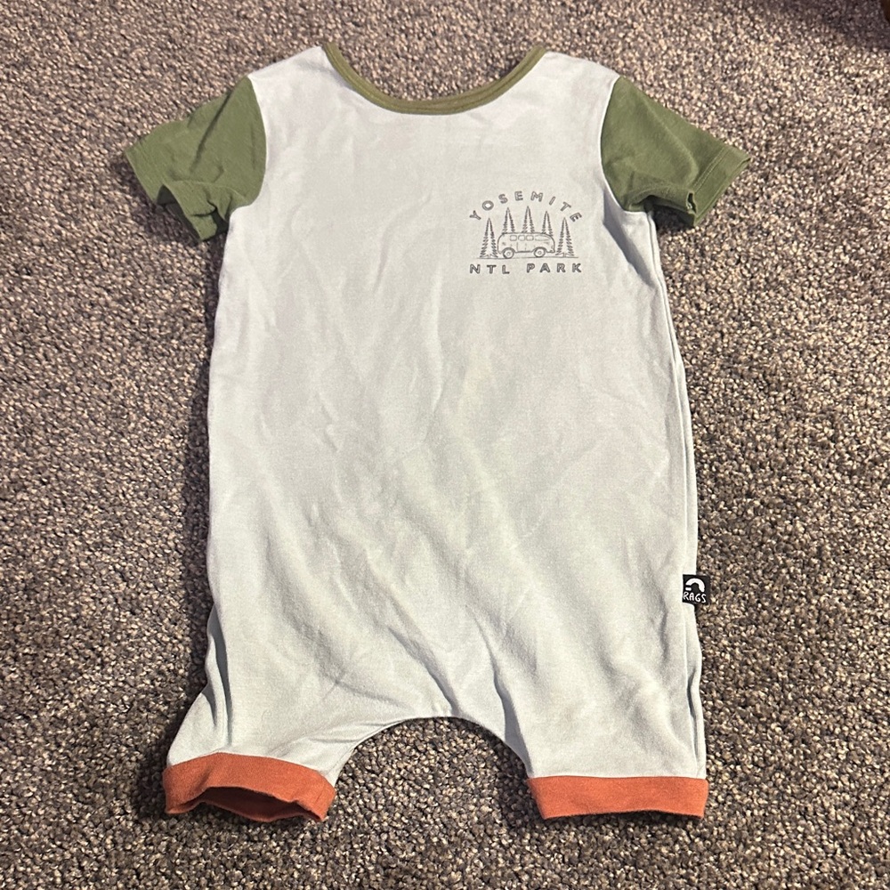 Rags to Raches Green and Orange Kids One Piece